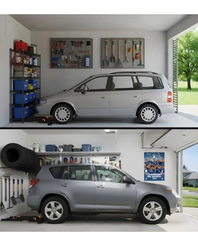 Esempio di come poter utilizzare l'Easystop® per parcheggiare in sicurezza nel proprio garage.