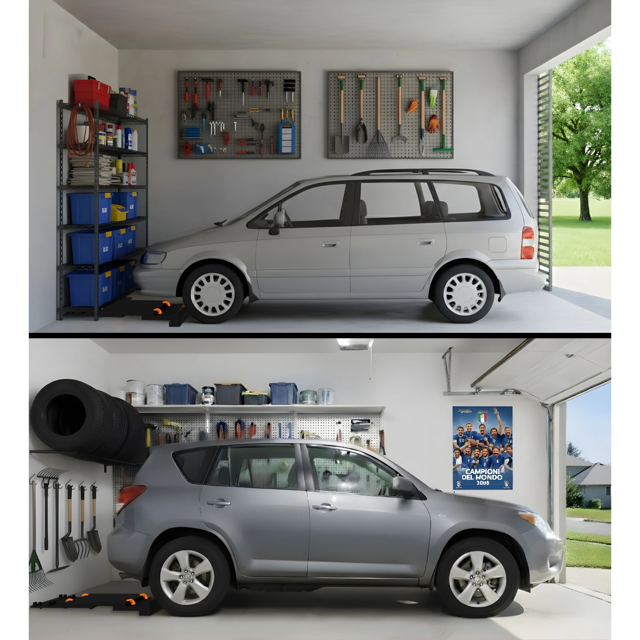 Esempio di come poter utilizzare l'Easystop® per parcheggiare in sicurezza nel proprio garage.